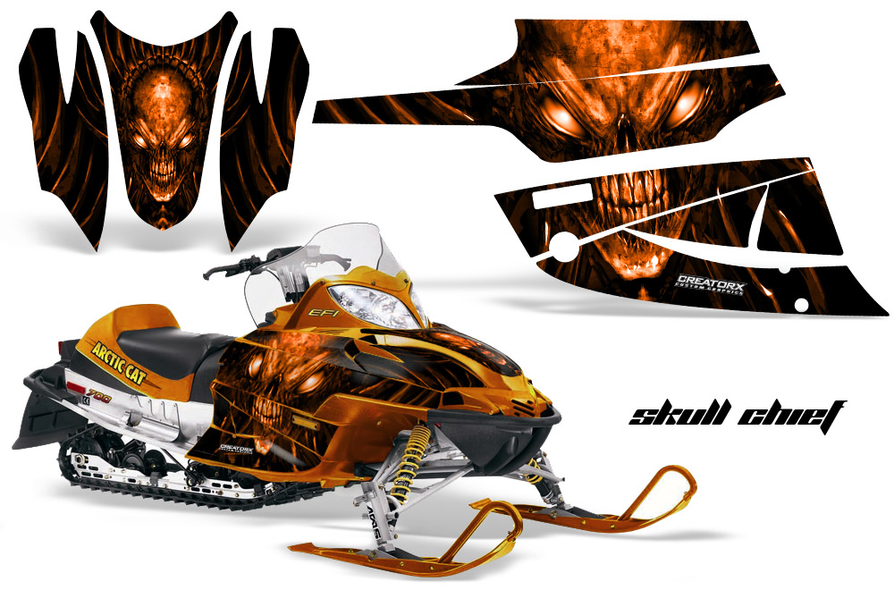 Arctic Cat Firecat Graphics Kit Skull Chief Orange Orange